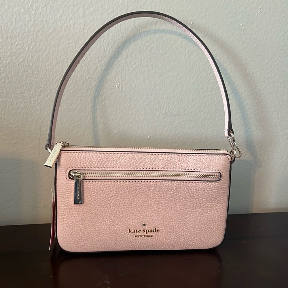 NWT Kate Spade Leila convertible Wristlet pebbled leather - Rose Smoke K6088